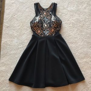 Faviana gold and black sequin dress